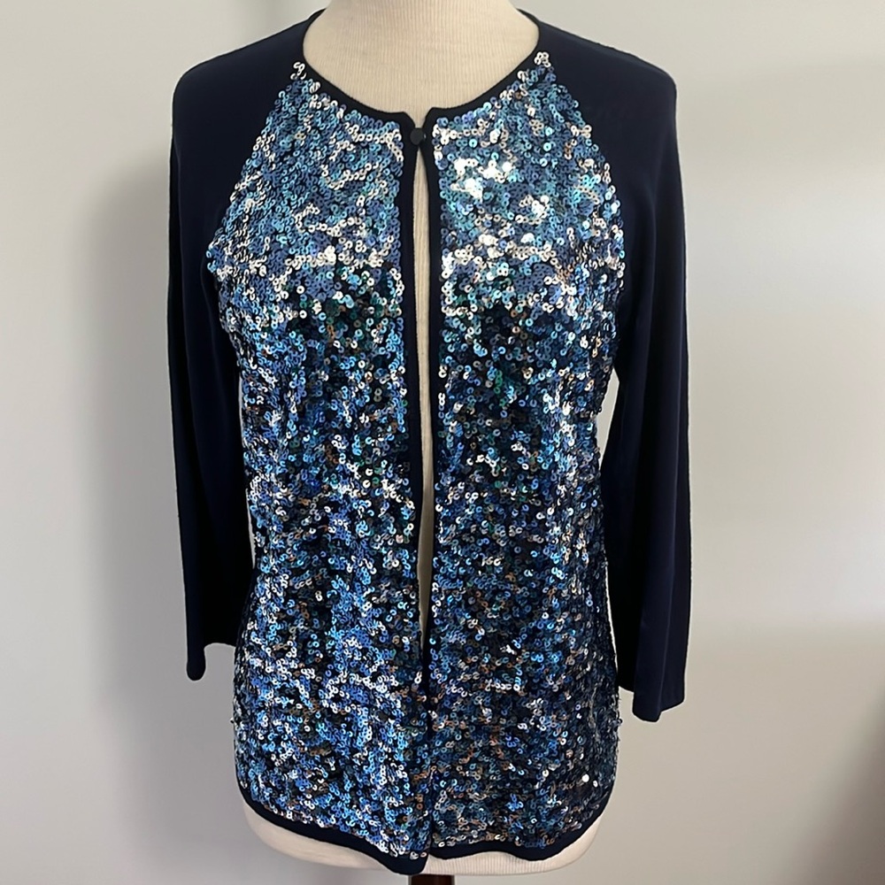 St. John Sequin Front Knit Cardigan